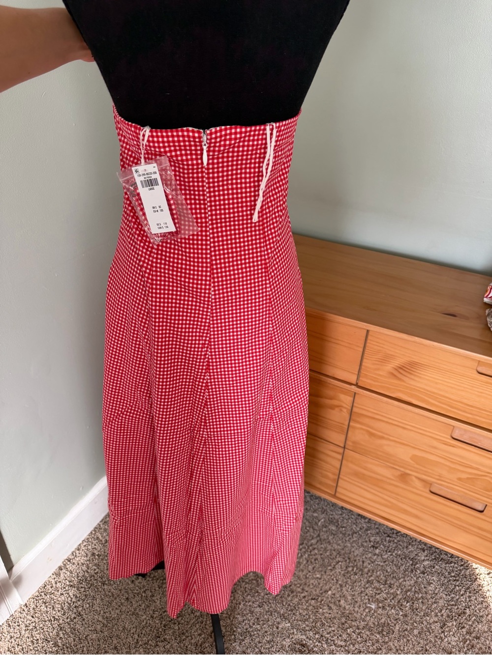 Mila Strapless Red Gingham Midi Dress - NWT - Picture 2 of 5